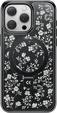 CASEKOO Vintage Flowers iPhone 15 Pro Max Case, Mag Stand, Mil Prot, Women