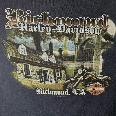 Harley Davidson Richmond Shirt Womens 3XL Long Sleeve Double Sided Edgar Poe