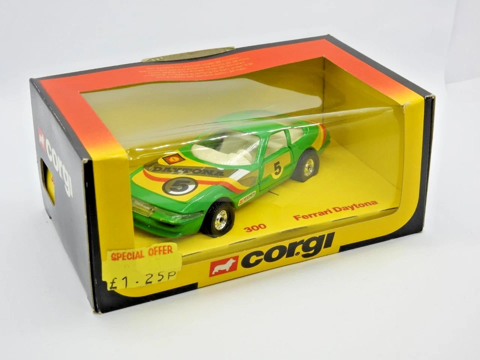 Corgi No.300 Mint IN Scatola 1979-82 Pressofuso Ferrari Daytona Gara Auto Late - Immagine 3 di 4