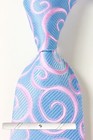 New Classic Floral Blue Pink JACQUARD WOVEN 100% Silk Men's Necktie Tie