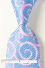 New Classic Floral Blue Pink JACQUARD WOVEN 100% Silk Men's Necktie Tie
