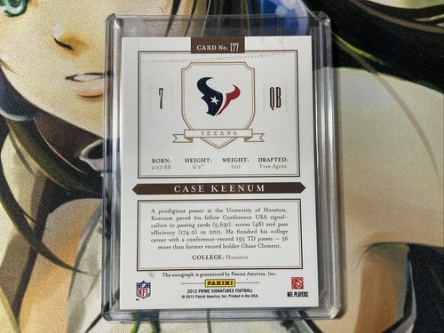 2012 Prime Signatures Football Case Keenum Rookie Auto SP 112/199 - Picture 6 of 7