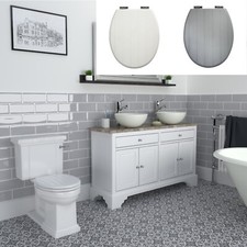 BEMIS Cottage Toilet Seat Soft Close Ultra-Fix Moulded Wood White or Grey