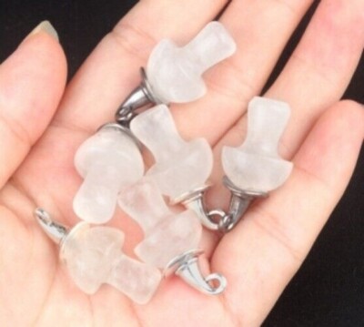20pcs Natural White Crystal Pendant Mushroom Magic Hat Chakra Reiki Healing