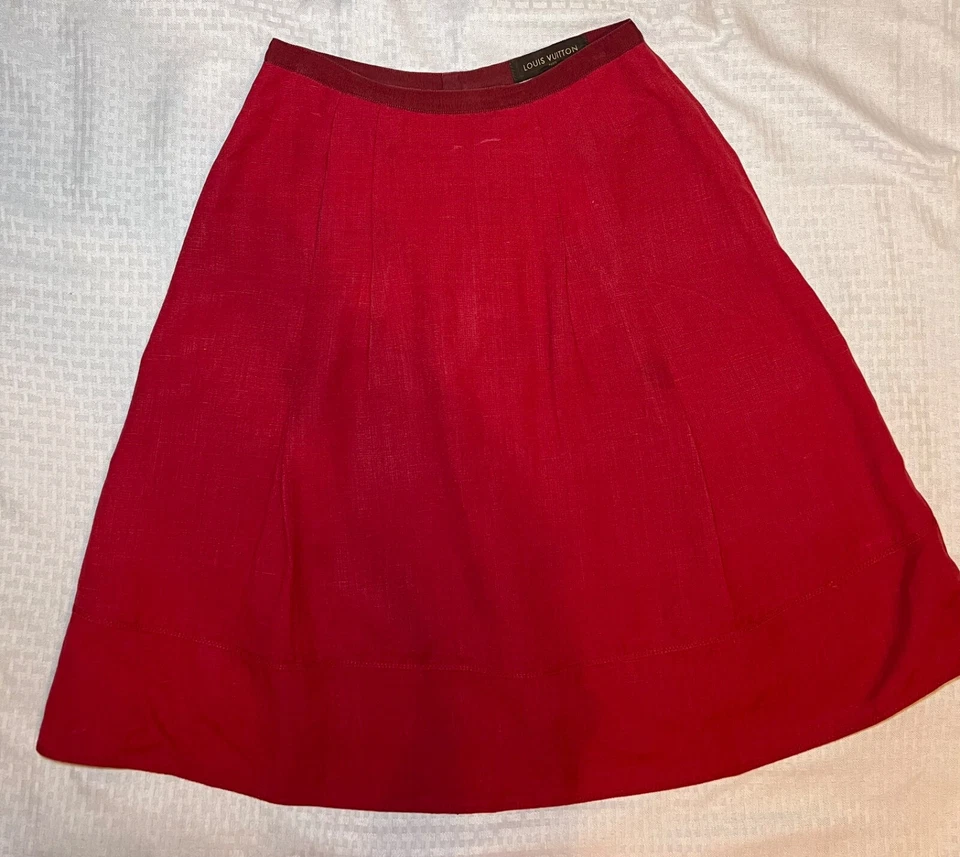 Saia Louis Vuitton de linho e seda coleção Marc Jacobs tamanho 8 EUA 40 UE - Imagem 2 de 4