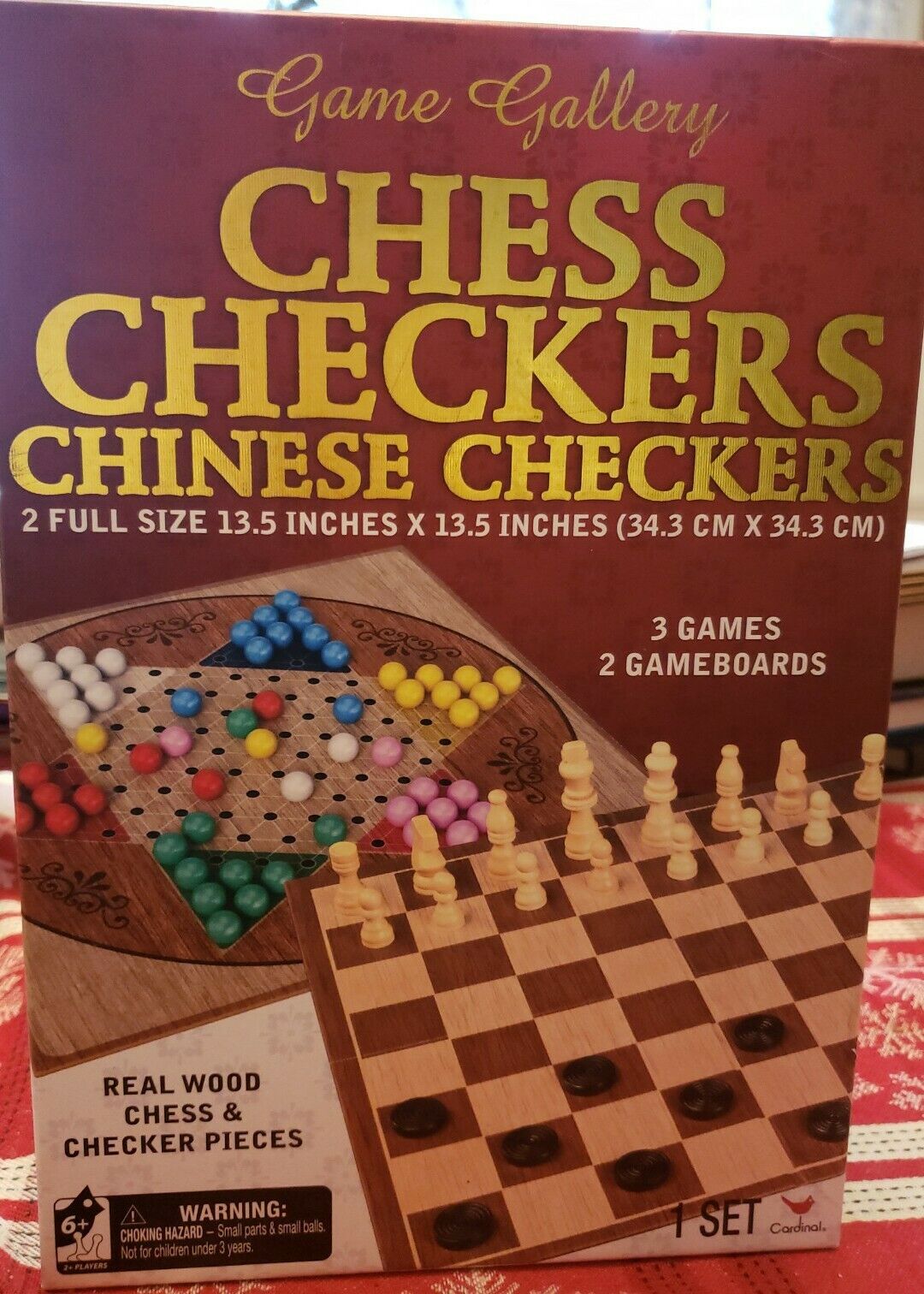 Game Gallery Chess, Checkers and Chinese Checkers Board Game Set