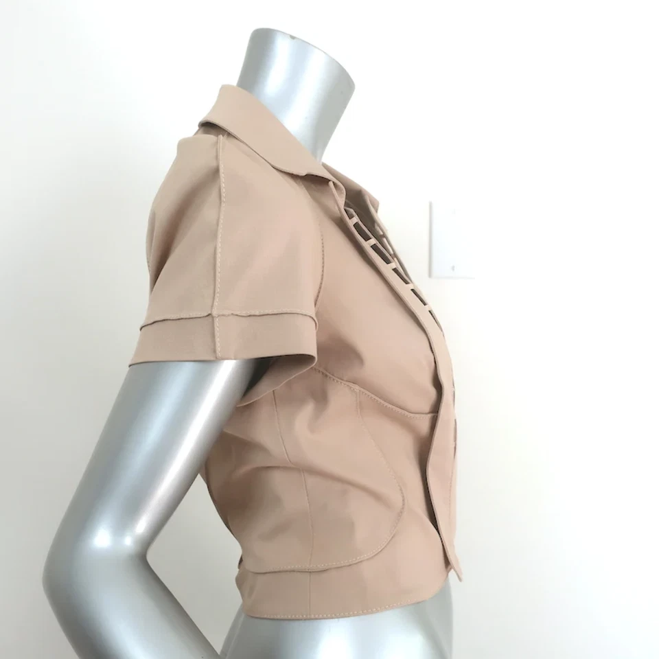 Conjunto de camisa e mini-saia Zac Posen gola bege algodão stretch tamanho 6/8 - Imagem 3 de 4