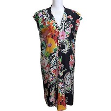 Lauren Ralph Lauren black floral dress, 8, silky, bright, flowy, colorful