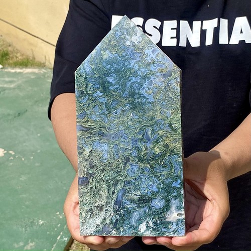 3.47LB Natural water grass agate wide column Obelisk quartz crystal sample colum - 第 11/12 張圖片