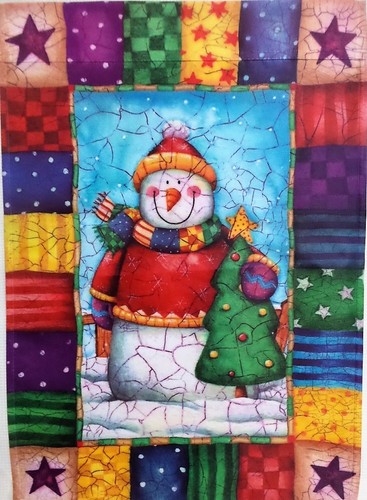 Patchwork Snowman Standard House Flag by Evergreen, Colorfast , #3641 - Picture 2 of 6