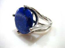 STUNNING STERLING SILVER SIGNED FI LAPIS LAZULI RING SIZE 7.75