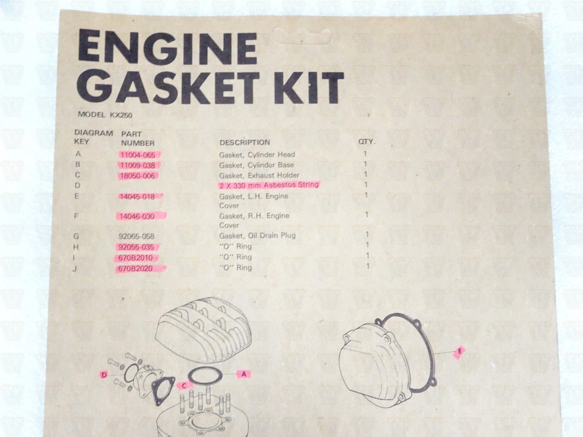 Kawasaki NOS NEW K14046-115 Gasket Kit Set KX KX250 | eBay