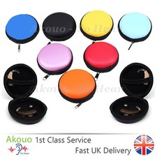 Hearing Aid Case Round Zip Storage Hard Carry Case Holder Heavy Duty Best