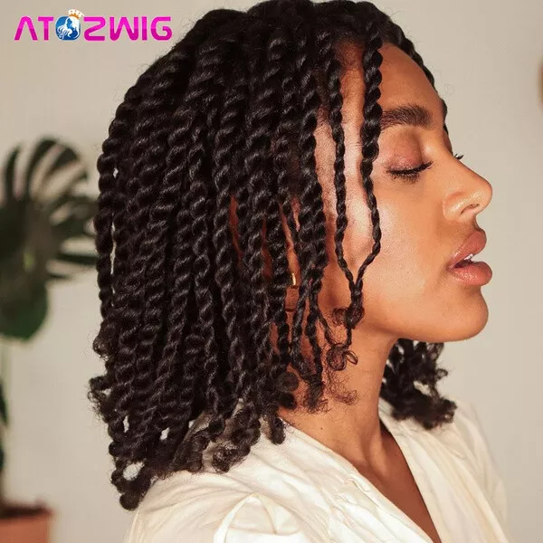 Braided Wigs with Curls Ends Synthetic Dreadlocks Twist Braids Wigs None  Lace US