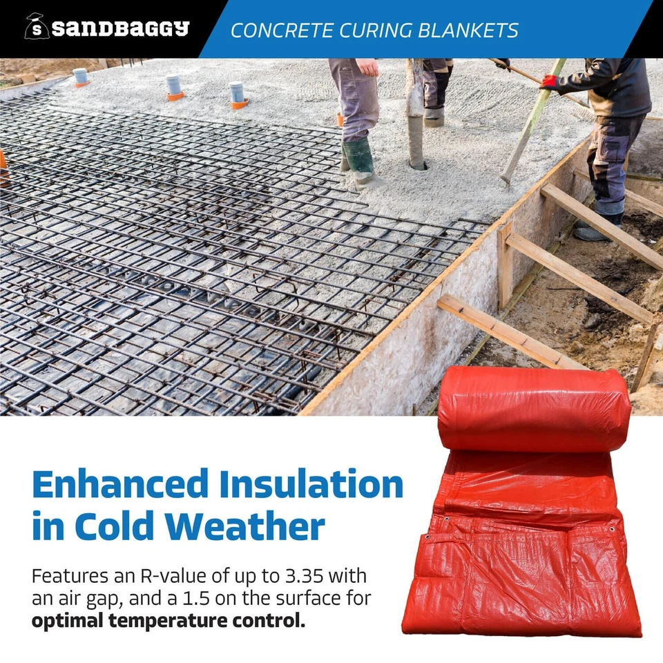 Manta de curado de concreto aislada de 6 pies x 25 pies - Valor R hasta 3,35 - Impermeable Foto 4 de 4