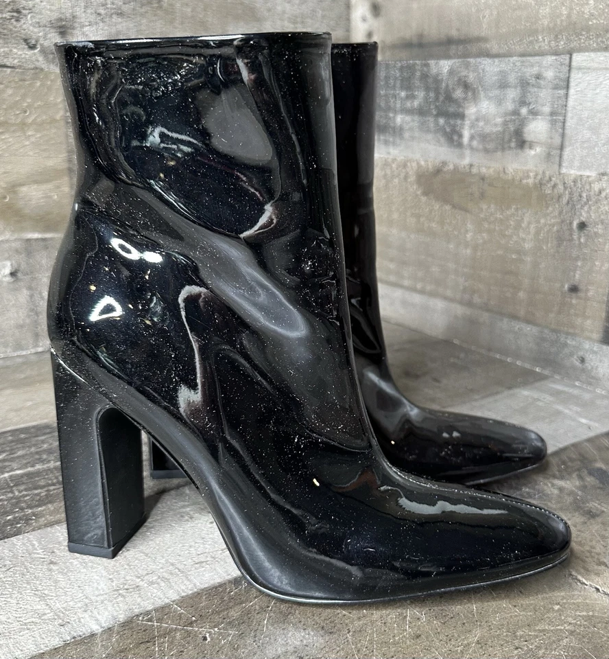 Public Desire Women's Boots Black Patent Pointed Toe  Zipper Heel 4” Size 8 - Image 3 of 4