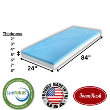 FoamRush 24" x 84" Cool Gel Memory Foam Seat Cushion Replacement Medium Firm USA