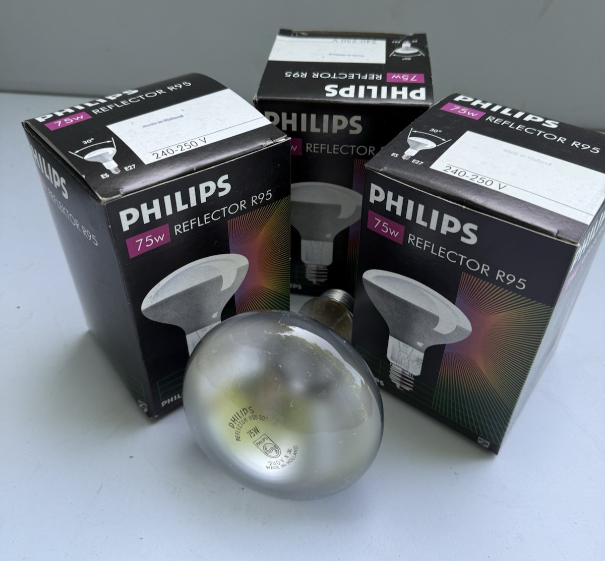 Philips  GE R95 75W Spotlight Reflector Bulb Light ES E27 PACK OF 3 New In Box