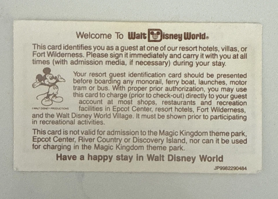 РЕДКИЙ винтажный билет 1984 ретро Walt Disney World Fort Wilderness Resort пропуск - Изображение 4 из 4