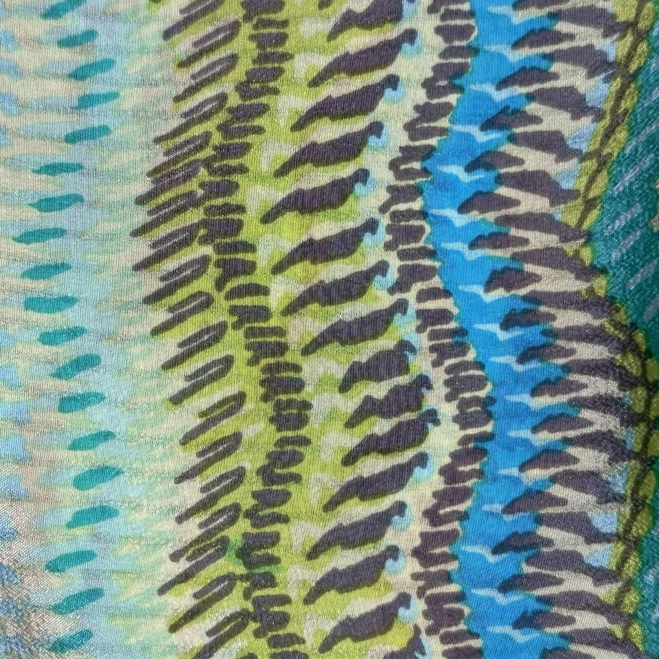 Bufanda cuello eco para mujer 60" verde azul multicolor 100 % seda boho corbata a rayas Foto 2 de 4