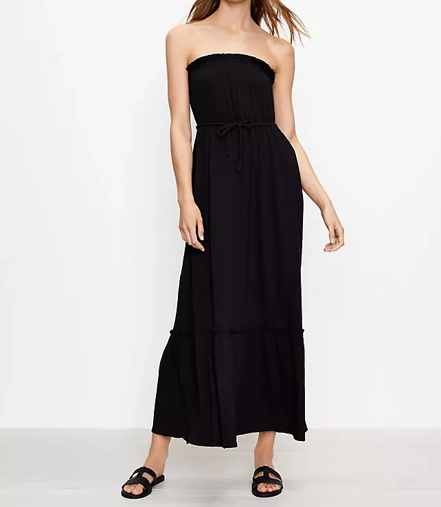 Ann Taylor Loft Strapless Drawstring Maxi Dress XS S L Color