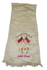 Original WWII 1945 Hong Kong China US Military Silk Embroidered Flag Scarf 13
