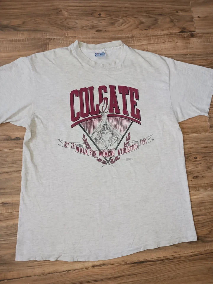 Vintage 1991 Colgate University T Shirt Size Large L Walk For Womens Athletics  - Image 2 of 4