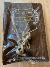 Vintage dime store Justen novelty creepy clown necklace pendant NOS Hong Kong