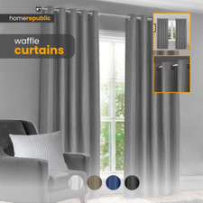 Waffle Blackout Thermal Eyelet Ringtop Jacquard Curtain Pairs Door Panel