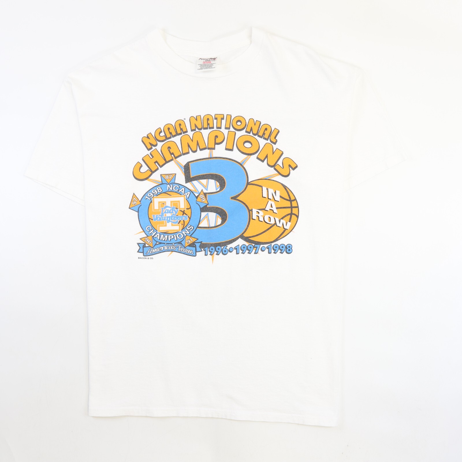 T shirt vintage Tennessee Lady Volunteers National Champs 3 in una fila XL NCAA