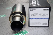 Vibrant TPV Round Muffler (17.25" Long) w/ 4" Round Straight Cut Tip 3" Inlet