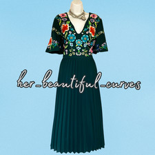 ASOS EMBROIDERED FLORAL PLEATED WEDDING OCCASION PARTY DRESS SIZE 18