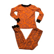 Carter's Halloween Pumpkin Pajama Set Jack-o'-lantern Orange Black Size 7 Cotton