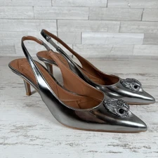 Kurt Geiger London Belgravia Gunmetal Leather Slingback Pumps Heels Size 36 NEW