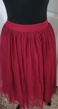 Esley Burgundy Tulle Midi Pull On Tutu Skirt Coquette Cottagecore Balletcore