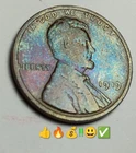1919 Lincoln   Nice Rainbow Color Average CIRCULATED VINTAGE very rare looking