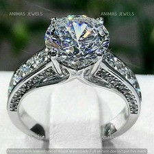 3 CT Round Cut Lab-Created Diamond Wedding Engagement Ring 14K White Gold Plated