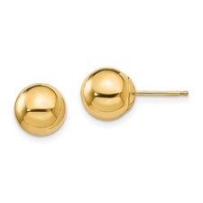 14k Yellow Gold Polished 8mm Ball Pretty Stud Earrings 0.52gm L 8mm, W 8mm