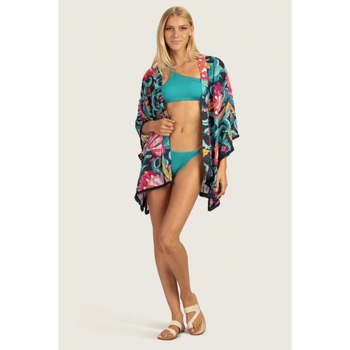 NEW Trina Turk 'India Garden' Fringe-Trim Kimono Swimsuit Coverup- ONE SIZE $152 - Picture 2 of 4