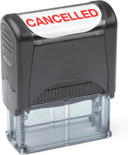 Self Inking Rubber Stamp, Refillable Red Ink Preinstalled - 9/16" x 1-1/2"  Ca