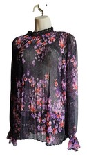 Women's Simply Vera Vera Wang Mushroom Floral Pleated Boho Sexy Blouse XXL
