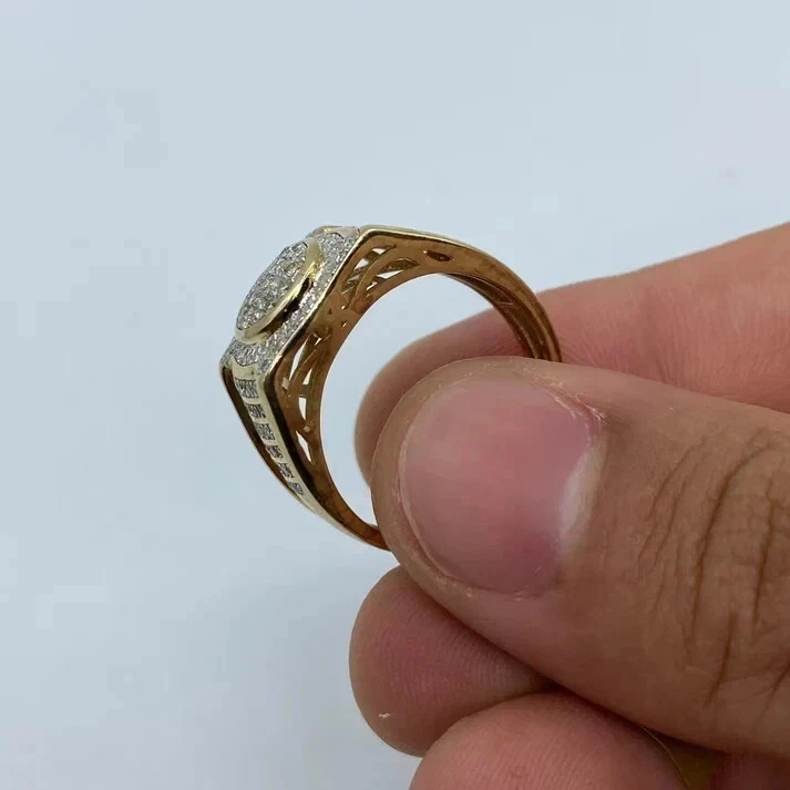 2.00Ct Round Lab Created Diamond Men's Cluster Band Ring 14K Yellow Gold Plated - Image 4 of 4