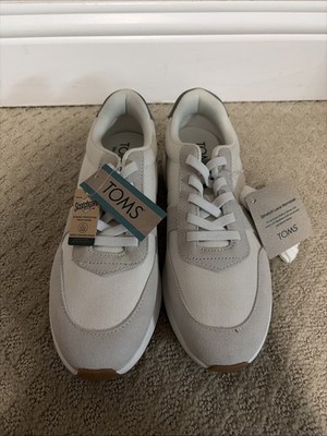 TOMS Women's TRVL LITE Retro Sneakers Egret Suede Stretch Water repellent 8 New
