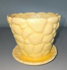 Yellow Brush-McCoy Pebble Pot w/ Attached Saucer Marked "Patent Applied For"