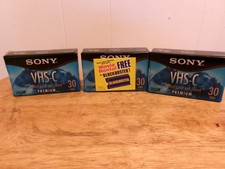 3-Pack Sony VHS-C 30 Minute Premium Video Cassette Tapes Camcorder TC-30VHGL