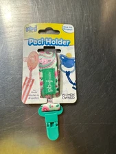 Pbnj Baby Paci Holder 0+ Months Fits All Pacifiers Green/Pink New In Pack NIP
