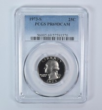 Washington Quarter 1973-S PR69 DCAM PCGS etiqueta azul