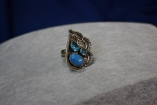 Chunky Chalcedony Blue Topaz Gemstone 925 sterling Ring Size 9 12.3 Grams