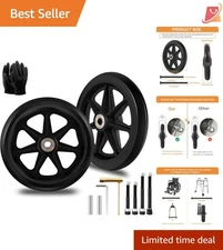 2Pcs 6 Inch Wheelchair Wheels Rubber Tires Durable ABS Hub for Walkers Scooters