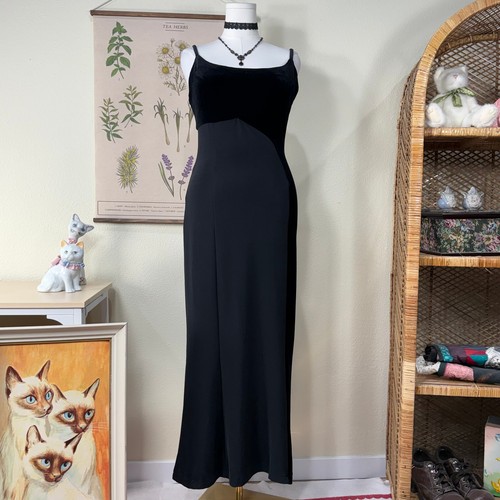 90s Y2k Velvet Panel Formal Dress Romantic Goth Dark Coquette Sexy Vampire 10 - Picture 1 of 7
